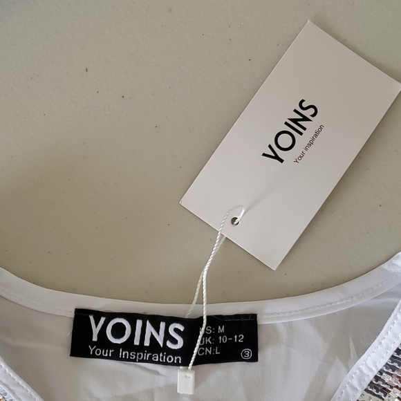 Yoins White w/ Silver sequins v neck blouse - Picture 4 of 4